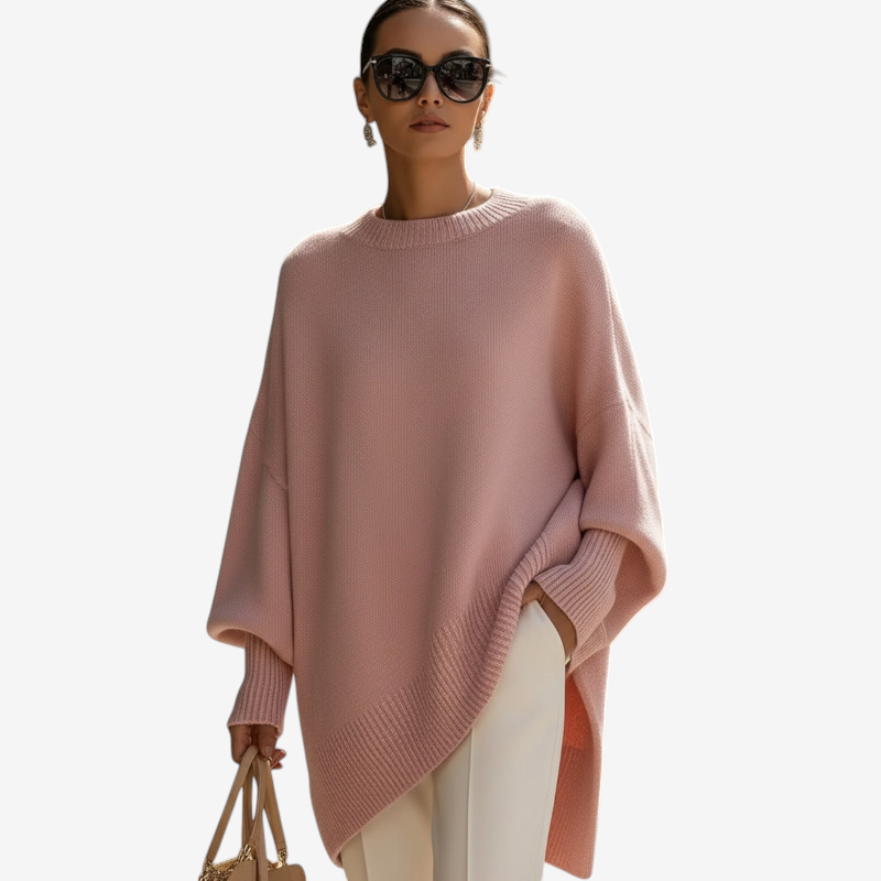 Chic Oversized Batwing Sleeve Knit Sweater for Women