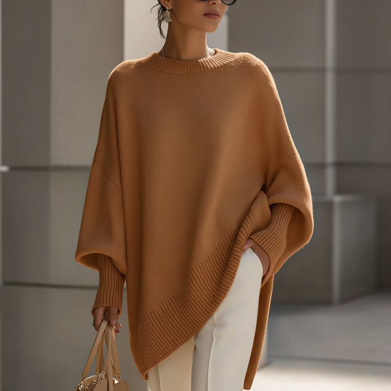 Chic Oversized Batwing Sleeve Knit Sweater for Women