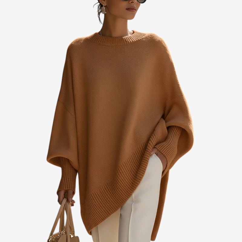 Chic Oversized Batwing Sleeve Knit Sweater for Women