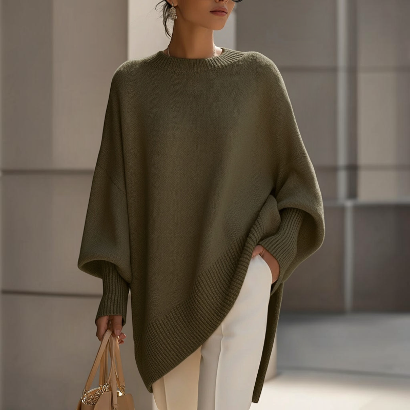Chic Oversized Batwing Sleeve Knit Sweater for Women