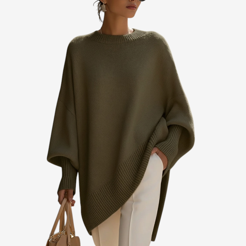 Chic Oversized Batwing Sleeve Knit Sweater for Women