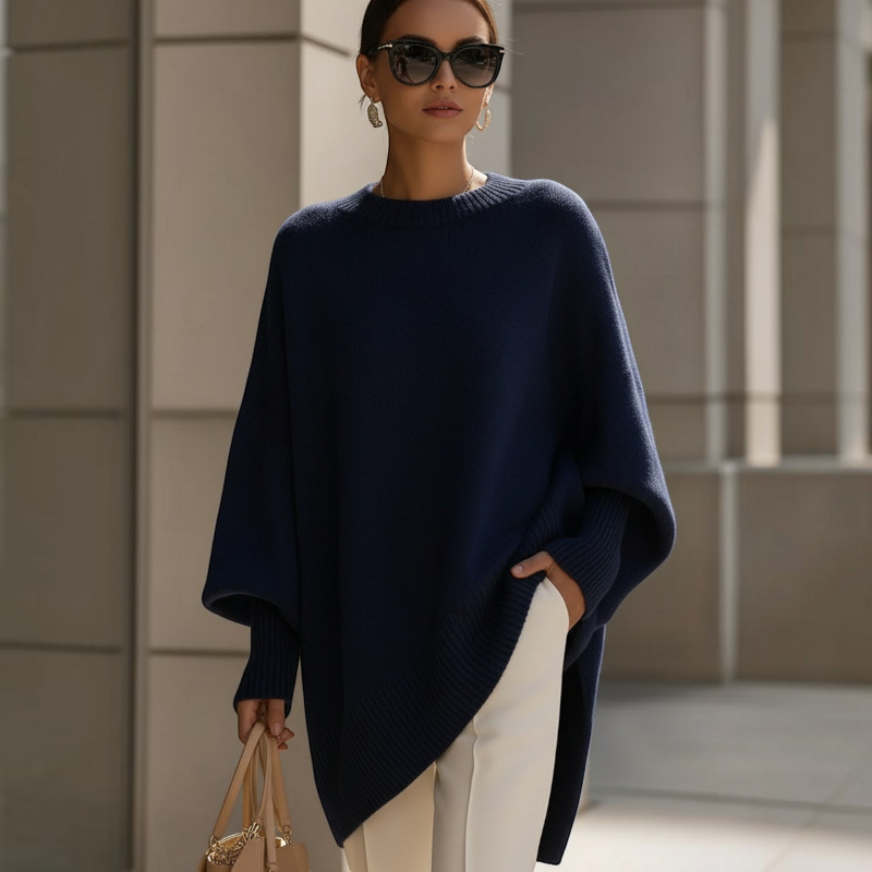 Chic Oversized Batwing Sleeve Knit Sweater for Women