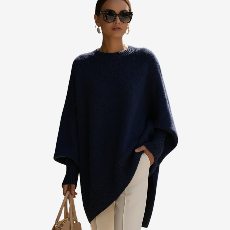 Chic Oversized Batwing Sleeve Knit Sweater for Women