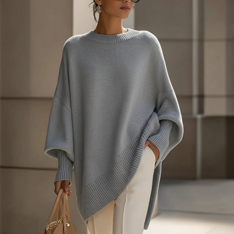 Chic Oversized Batwing Sleeve Knit Sweater for Women