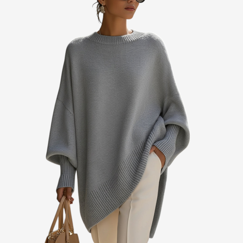 Chic Oversized Batwing Sleeve Knit Sweater for Women