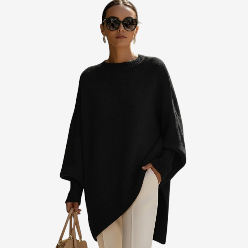 Chic Oversized Batwing Sleeve Knit Sweater for Women
