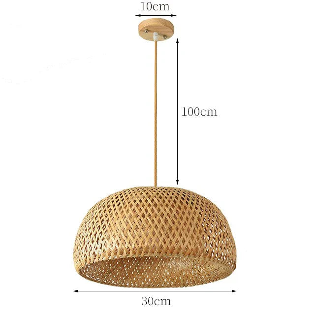 NaturalElegance - Three Handwoven Shades for Warm Boho Ambience | Natural Wooden Canopy with Soft Diffused Glow | Statement Lighting for Dining, Kitchen or Living Room