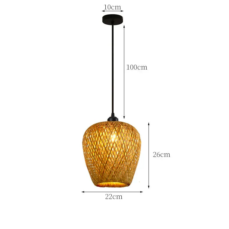 NaturalElegance - Three Handwoven Shades for Warm Boho Ambience | Natural Wooden Canopy with Soft Diffused Glow | Statement Lighting for Dining, Kitchen or Living Room