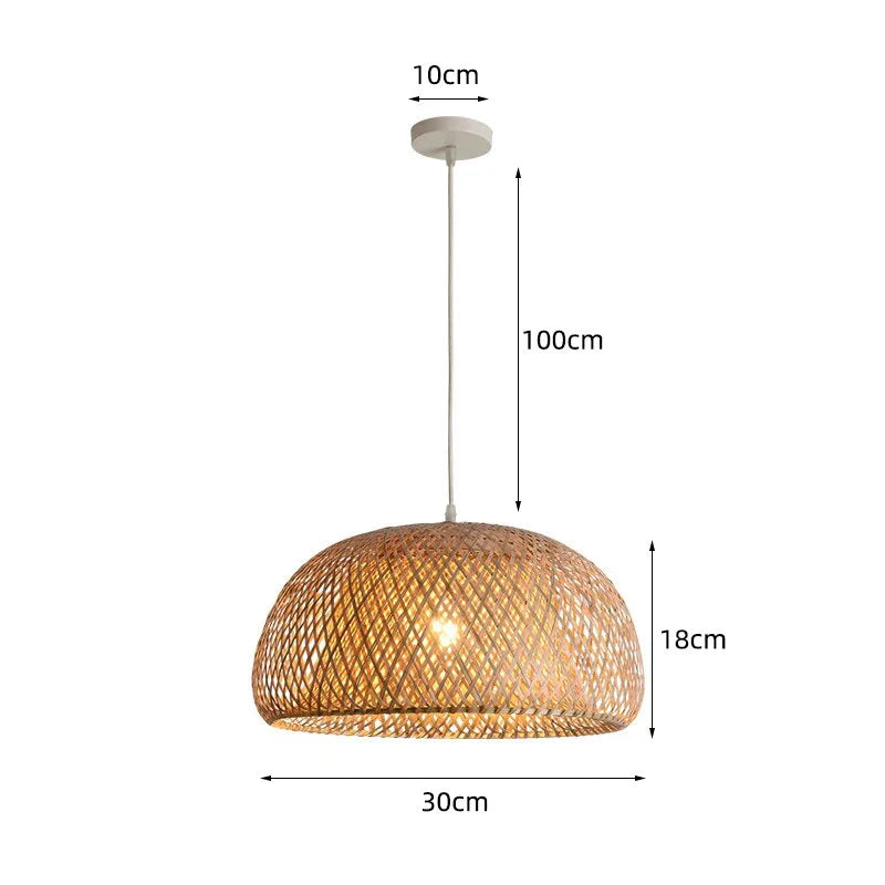 NaturalElegance - Three Handwoven Shades for Warm Boho Ambience | Natural Wooden Canopy with Soft Diffused Glow | Statement Lighting for Dining, Kitchen or Living Room
