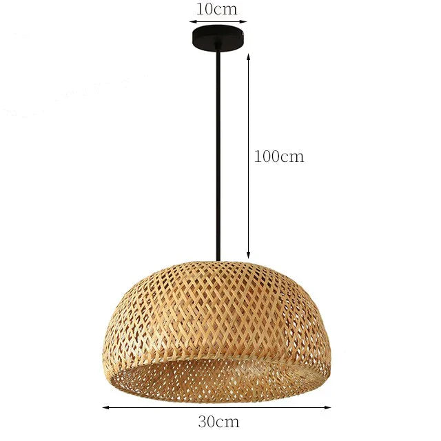 NaturalElegance - Three Handwoven Shades for Warm Boho Ambience | Natural Wooden Canopy with Soft Diffused Glow | Statement Lighting for Dining, Kitchen or Living Room