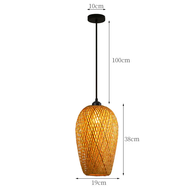 NaturalElegance - Three Handwoven Shades for Warm Boho Ambience | Natural Wooden Canopy with Soft Diffused Glow | Statement Lighting for Dining, Kitchen or Living Room
