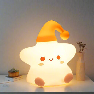 StarSnuggle - Star-Shaped Night Lights Adorable Cartoon Stars with Sleeping Hats | Soft Warm Glow for Cozy Bedtime Ambiance | Kid-Friendly Portable Light for Nightstand, Shelf, or Travel