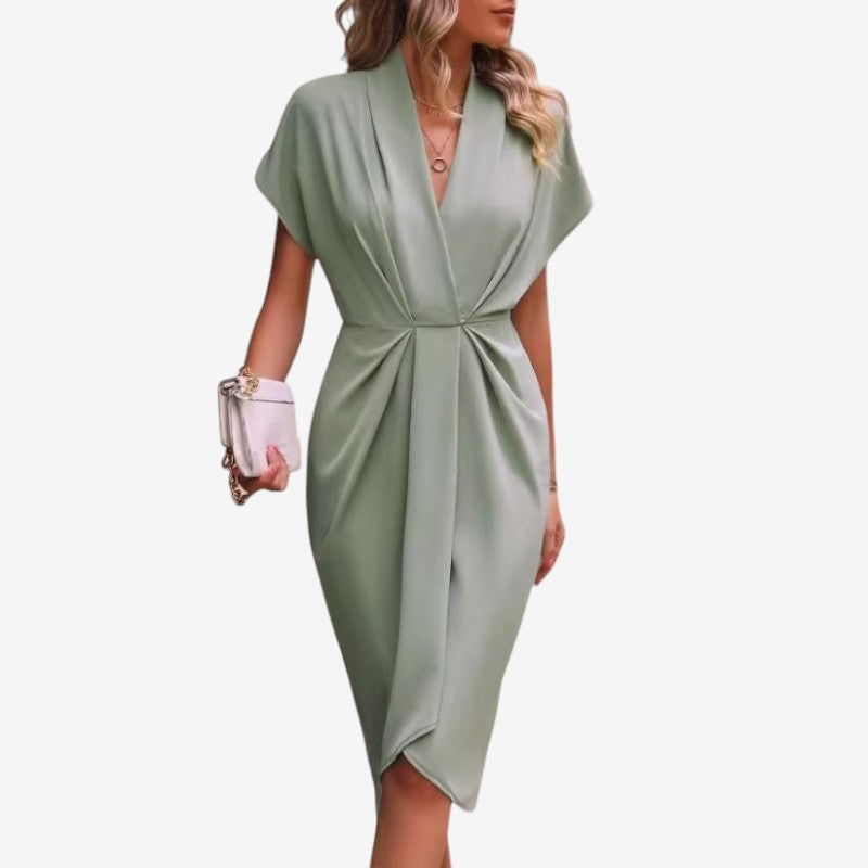 Elegant Midi Dress with V-Neck