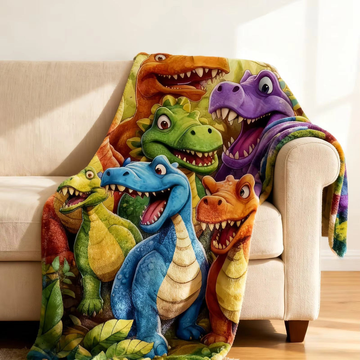 DinoLayer - Plüss takaró 3D dinoszaurusz mintával