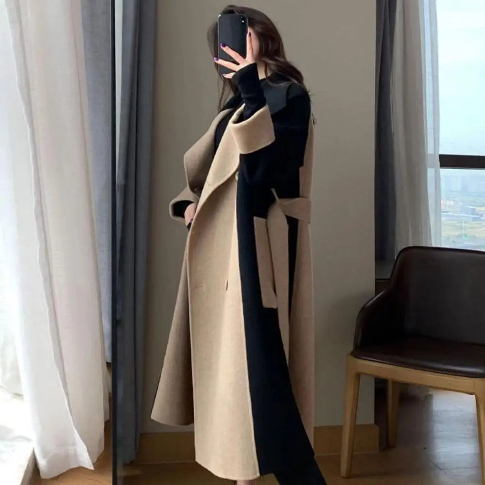 Letecia Two-Toned Coat with Belt