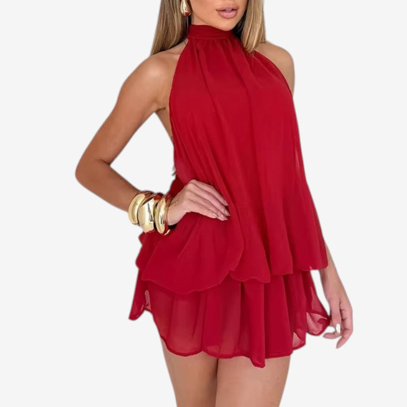 Chic Women's Halter A-Line Mini Dress