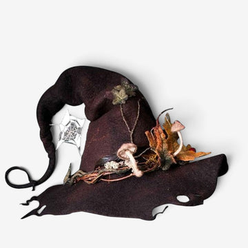 Floral Embellished Felt Witch Hat
