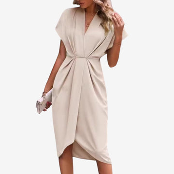Elegant Midi Dress with V-Neck