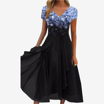Women's V-Neck Layered Chiffon Dress
