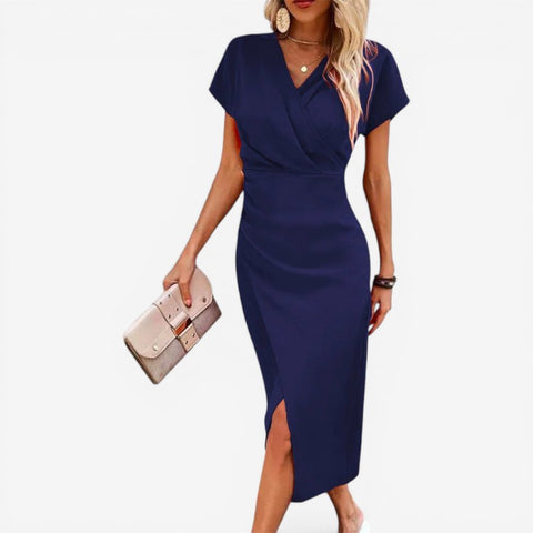 V-Shape Side Slit Midi Dress