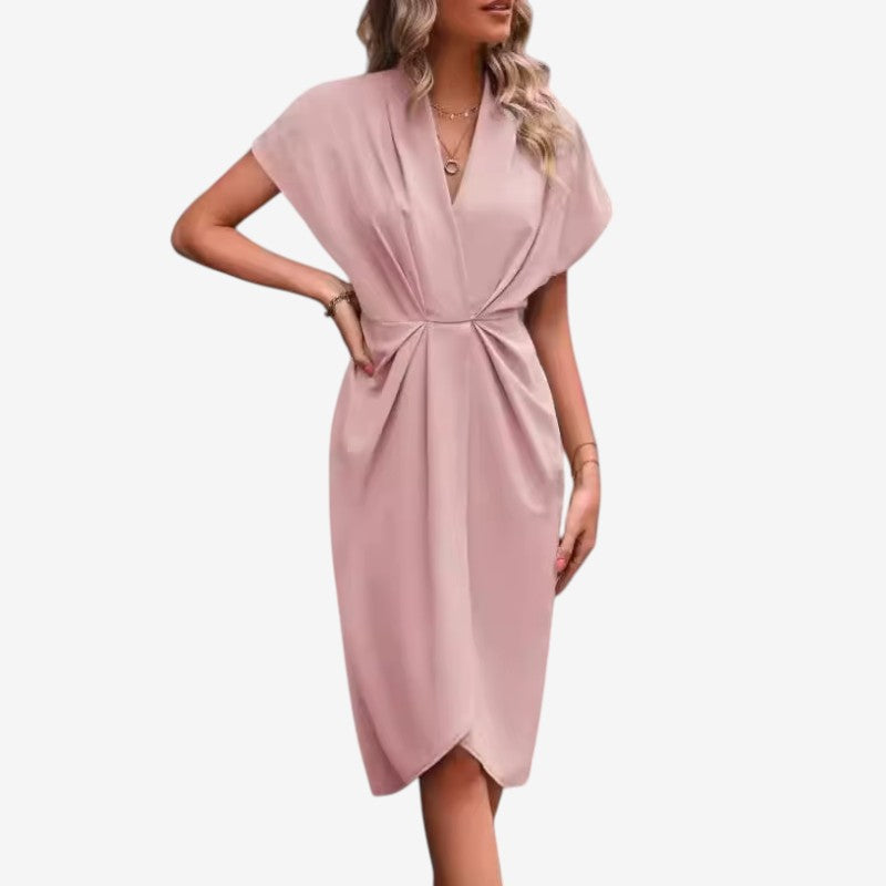 Elegant Midi Dress with V-Neck