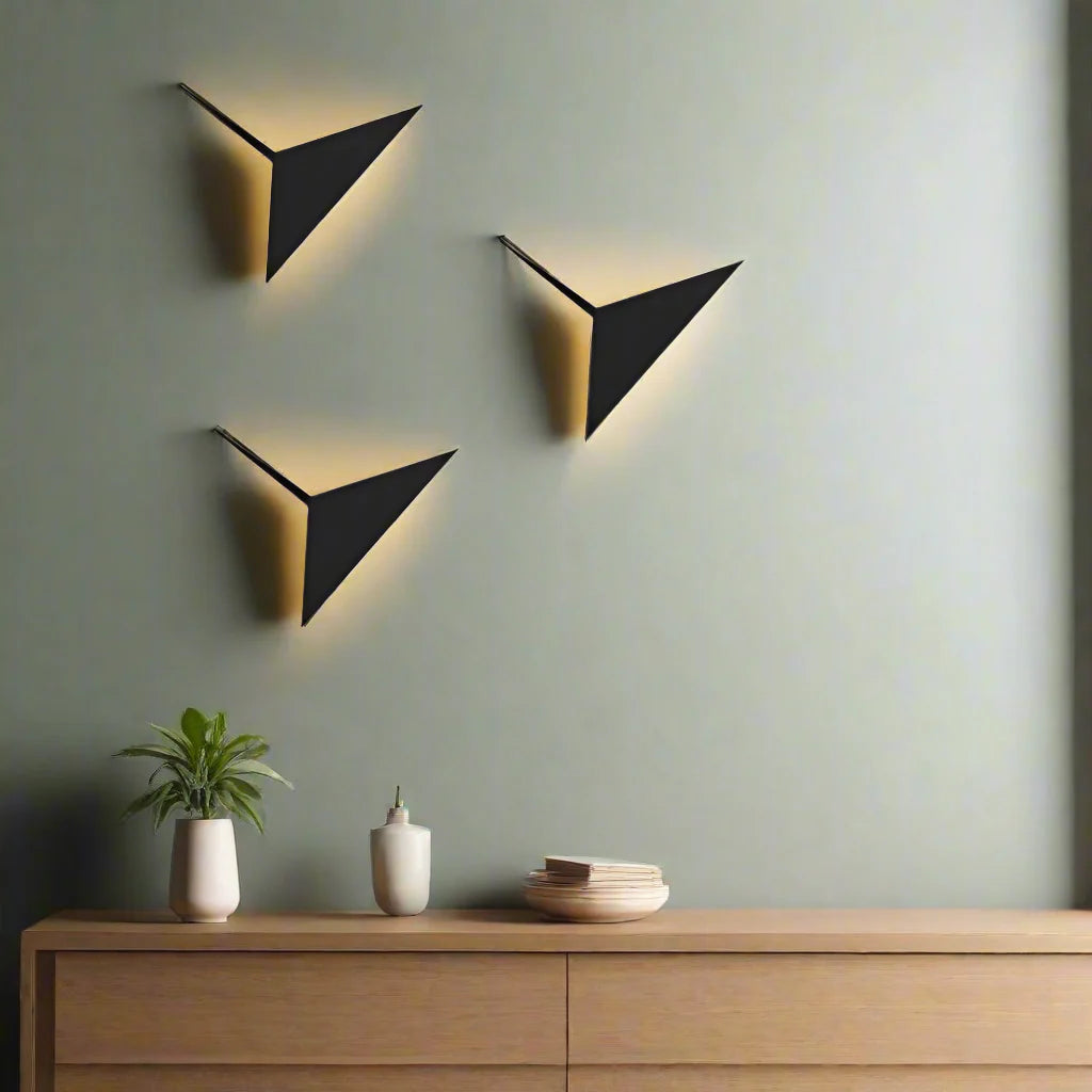 GeoGlow - Modern Triangular Wall Sconces Sculptural Geometric Design | Soft Ambient Glow for Hallway, Bedroom, or Accent Lighting | Sleek Space-Saving Wall-Mounted Fixture