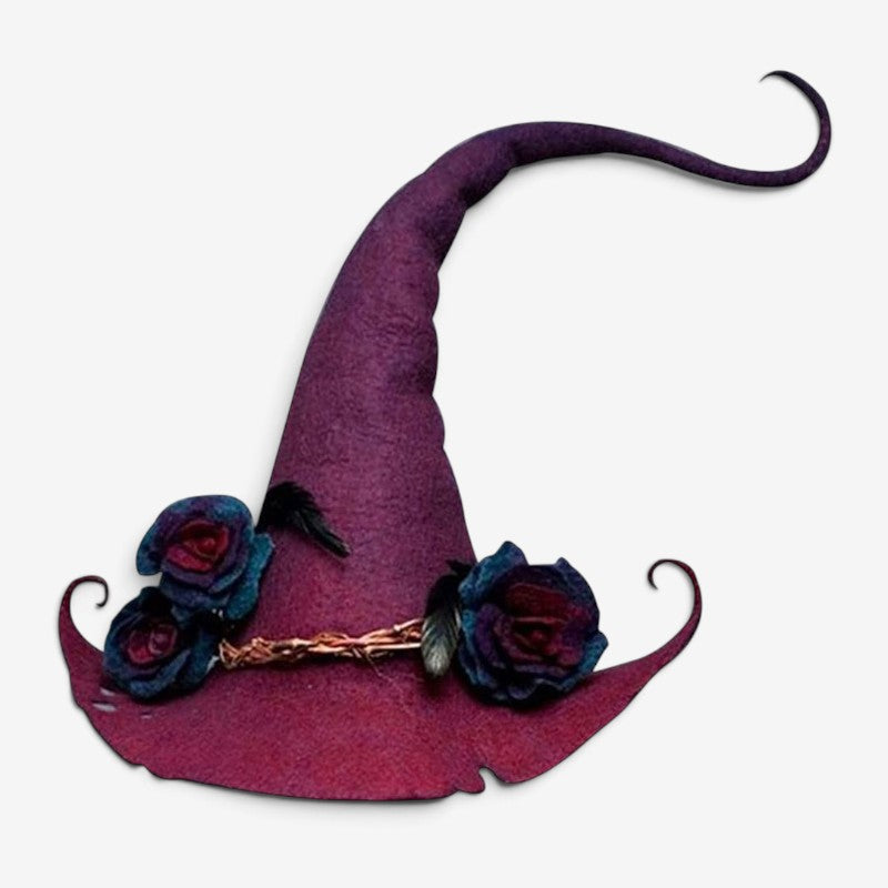 Floral Embellished Felt Witch Hat