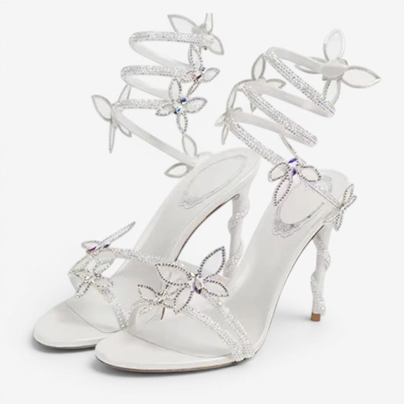 Elegant High Heeled Sandals with Pointed Toe