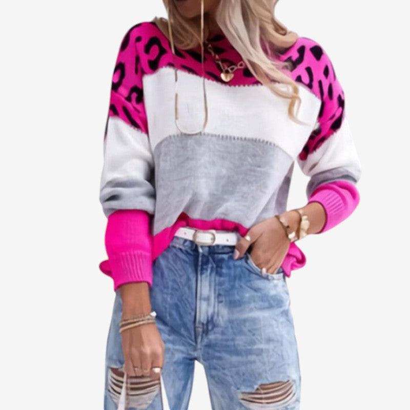 Oversized Crew Neck Printed Sweater