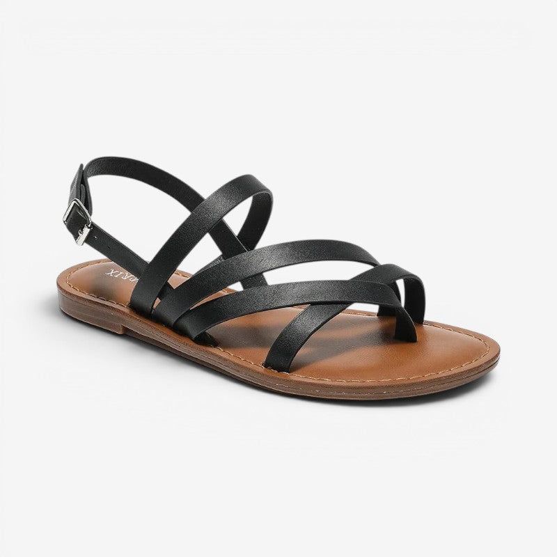 Women's Flat Sandals with Round Toe And Adjustable Buckle