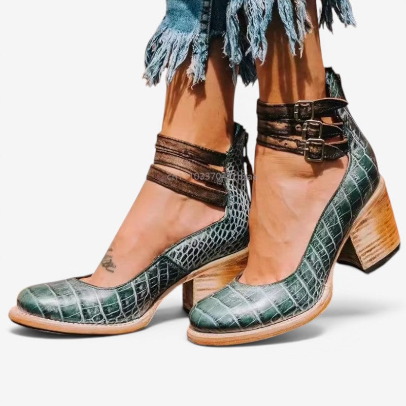 Women's High-Heeled Sandals with Ankle Straps