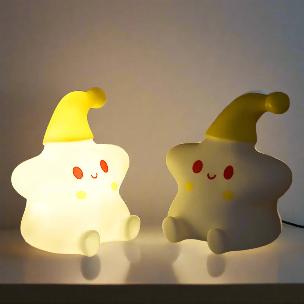 StarSnuggle - Star-Shaped Night Lights Adorable Cartoon Stars with Sleeping Hats | Soft Warm Glow for Cozy Bedtime Ambiance | Kid-Friendly Portable Light for Nightstand, Shelf, or Travel