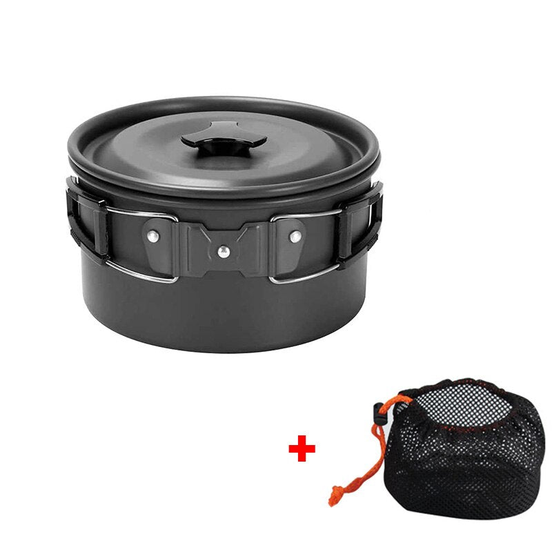 AdventureGear - Portable Camping Cookware Set All-in-One Outdoor Cooking Solution | Lightweight, Stackable, and Compact for Hiking, Travel, and Camping | Durable Aluminum Alloy with Non-Stick Surface for Easy Cooking and Cleaning