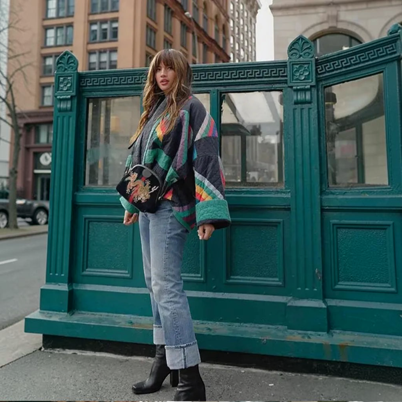 Stylish Long Sleeve Patterned Jacket for Women