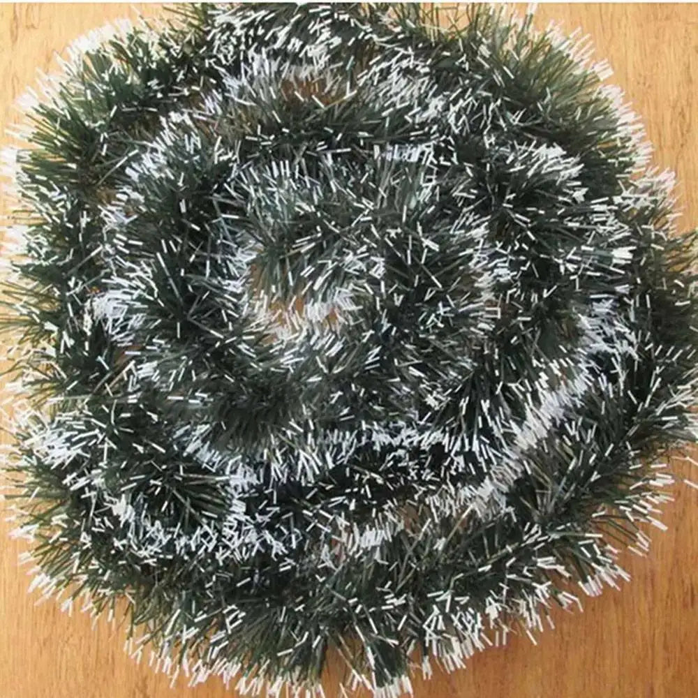 Thick Lametta Garland with Snow Tops