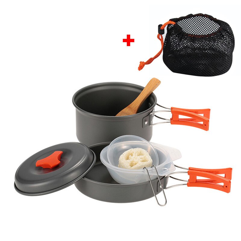 AdventureGear - Portable Camping Cookware Set All-in-One Outdoor Cooking Solution | Lightweight, Stackable, and Compact for Hiking, Travel, and Camping | Durable Aluminum Alloy with Non-Stick Surface for Easy Cooking and Cleaning
