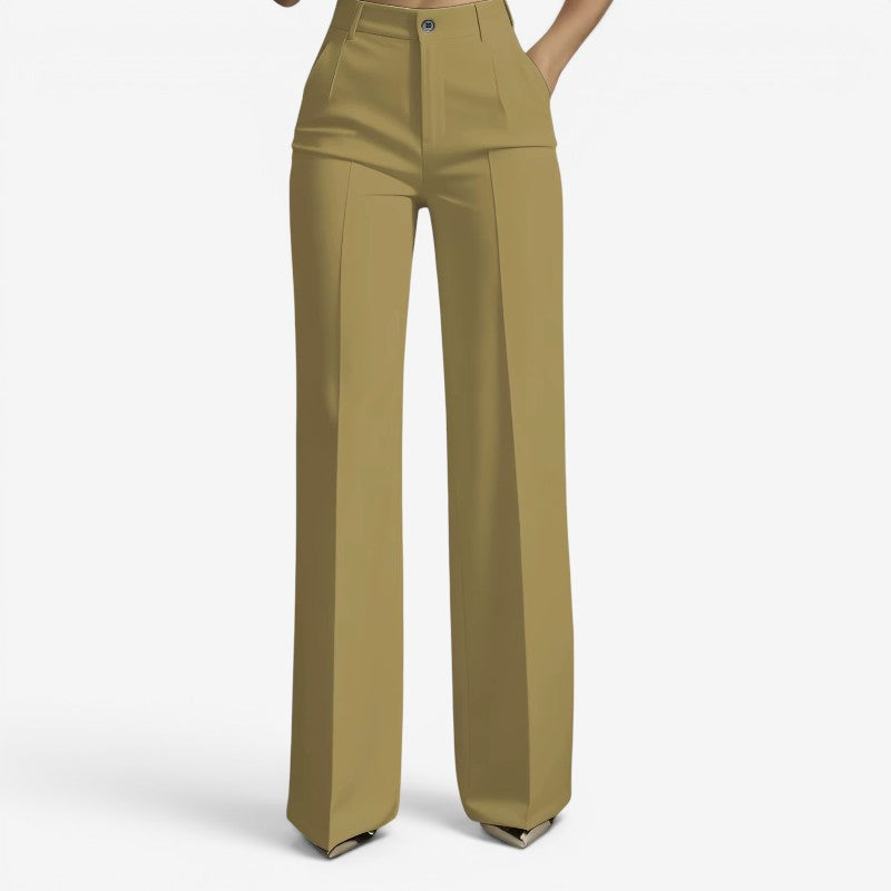 Chic Women's High Waisted Straight Leg Pants