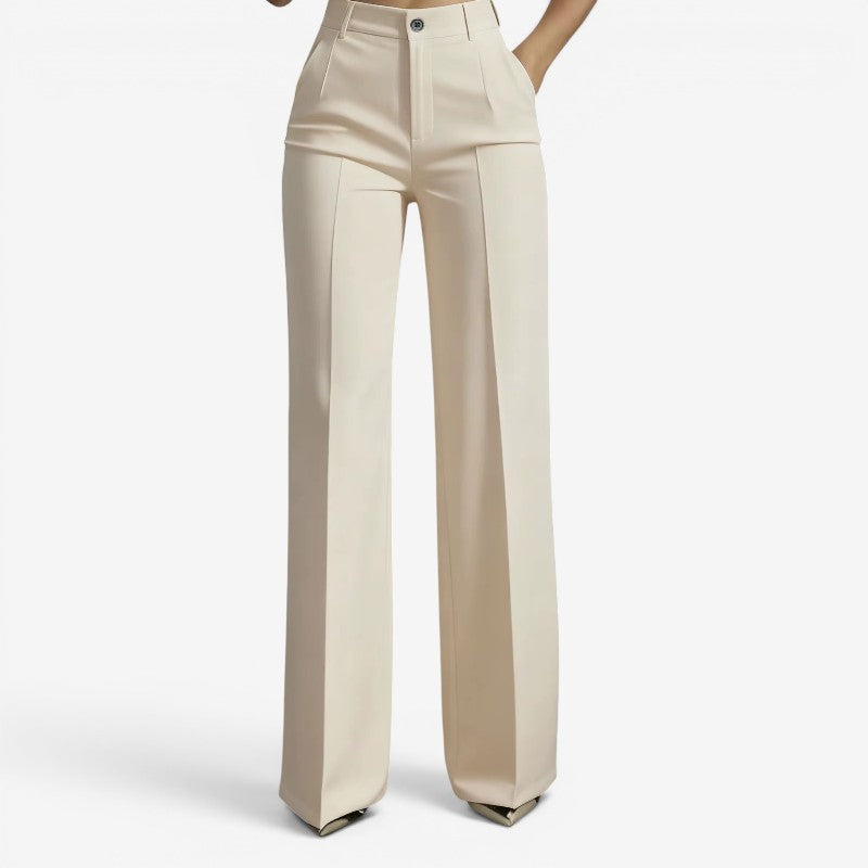 Chic Women's High Waisted Straight Leg Pants