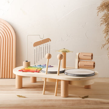 MelodyPlay Wooden Music Table – All-in-One Educational Instrument for Little Ones with Drums, Xylophone, and Metallophones