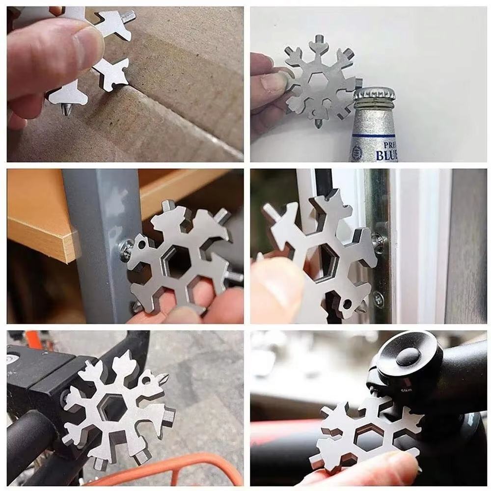 HexaFrost - 18 az 1-ben hópehely multitool csavarkulcs hatszögletű és nyolcszögletű funkciókkal