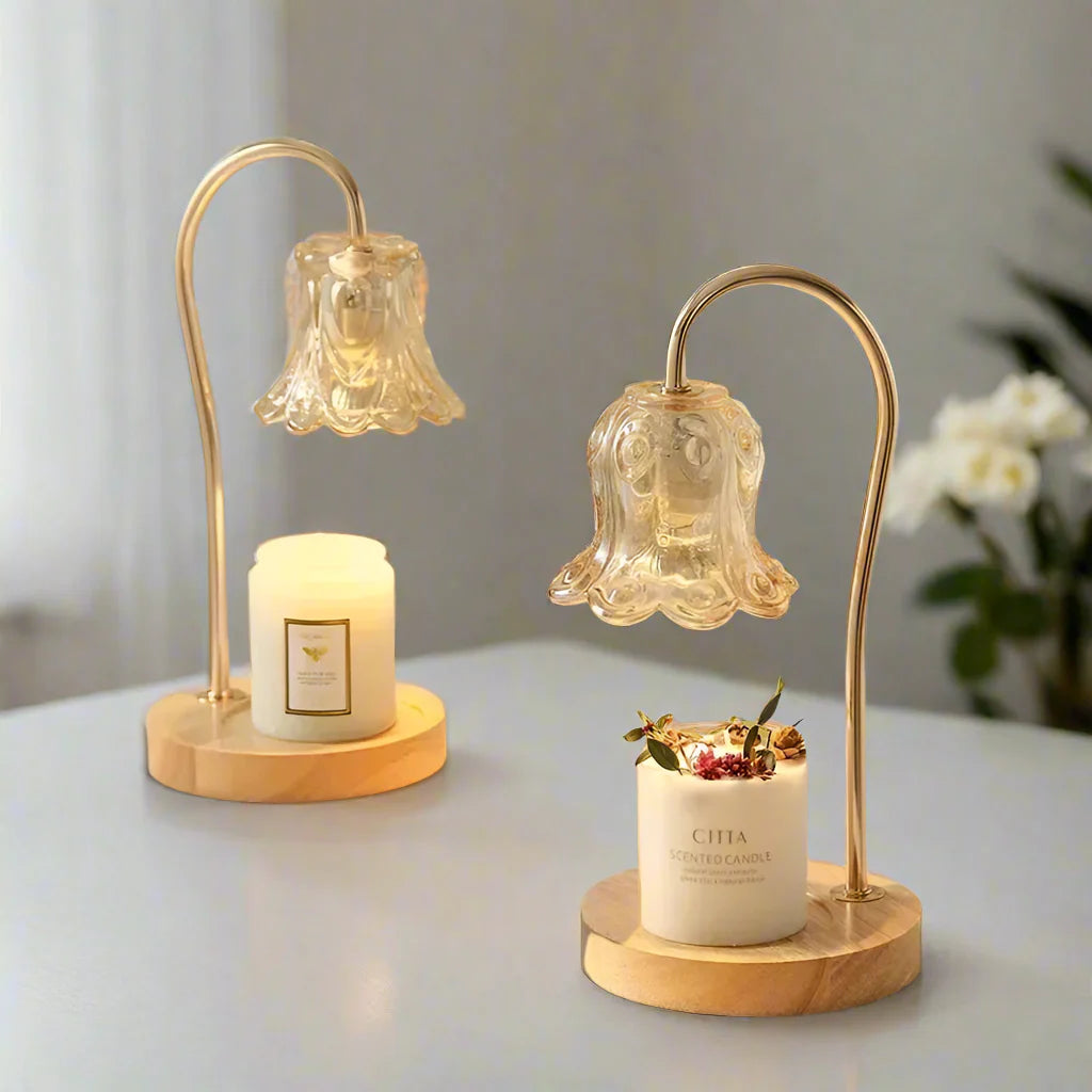 BloomGlow - Floral Glass Table Lamp Flower-Shaped Lampshade with Clear or Translucent Glass | Soft Diffused Ambient Glow for Cozy and Elegant Atmosphere | Decorative Accent for Bedroom, Living Room, or Reading Nook