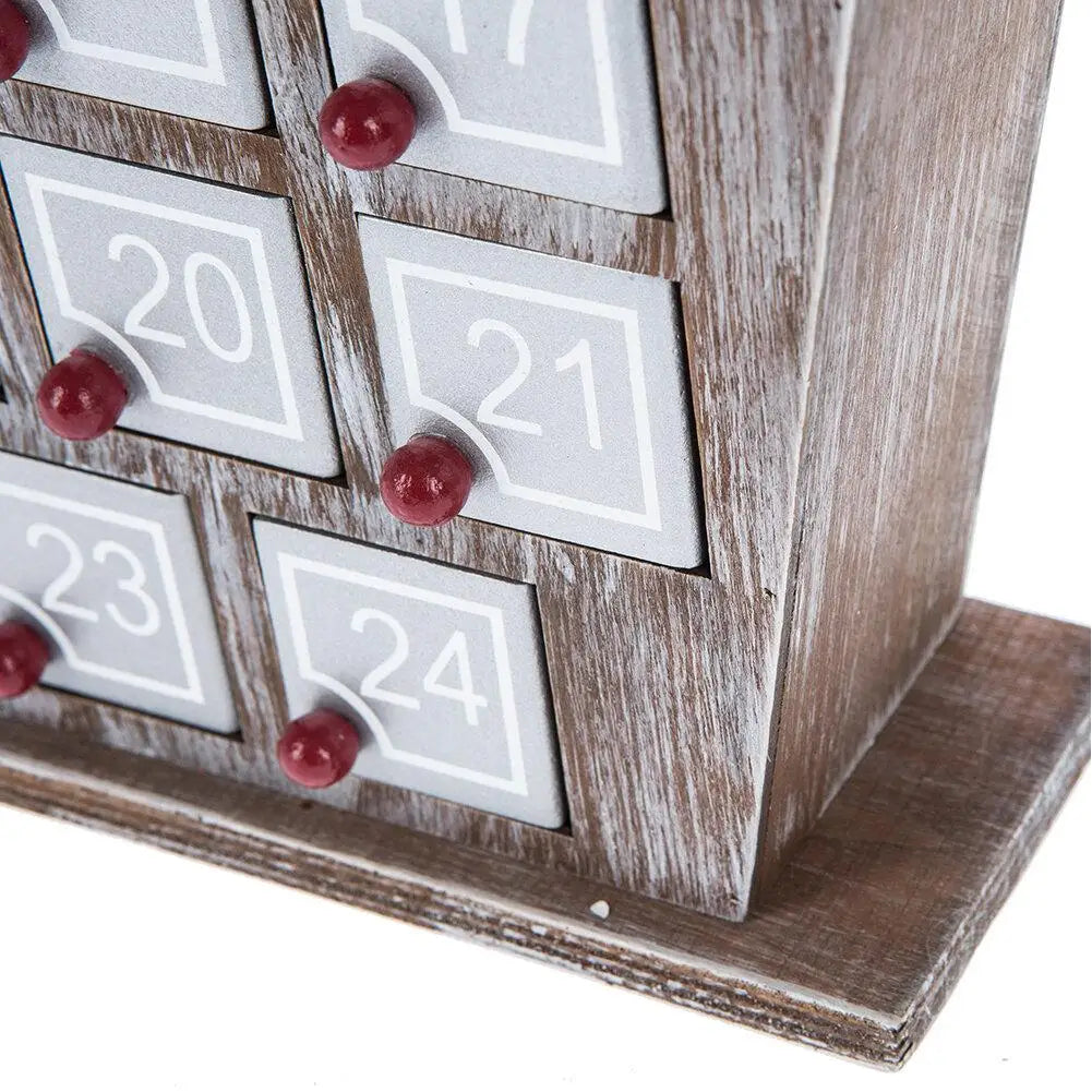Wooden Advent Calendar with 25 Storage Compartments in the Shape of a Christmas House
