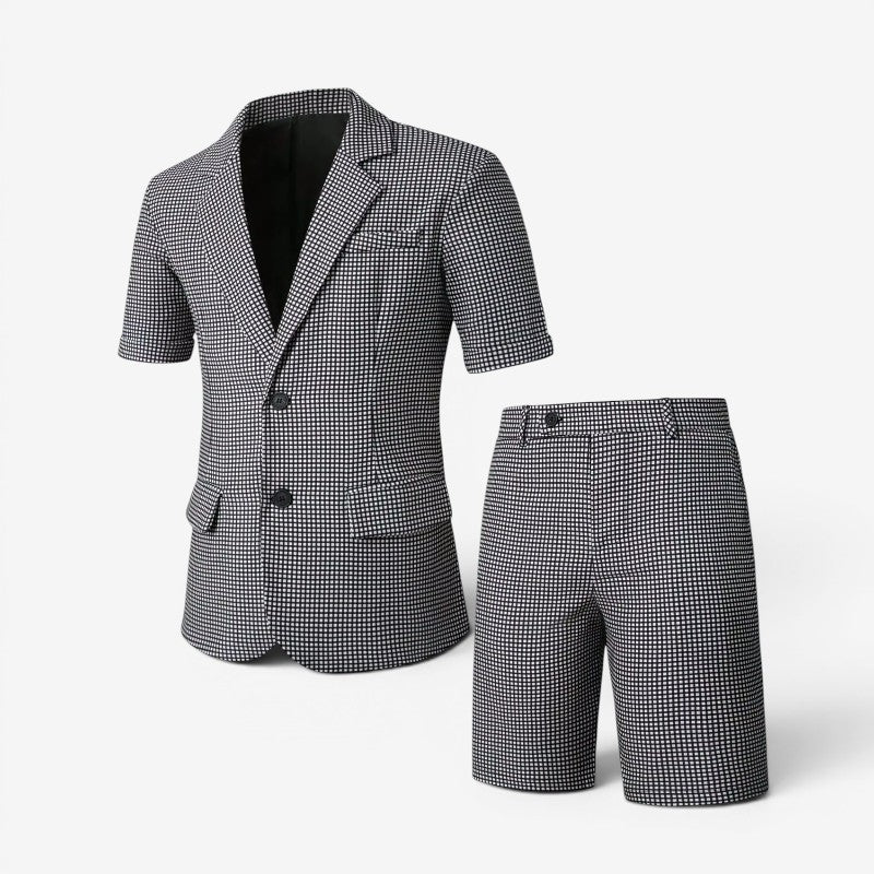Men's Stylish Plaid Blazer and Trousers Set