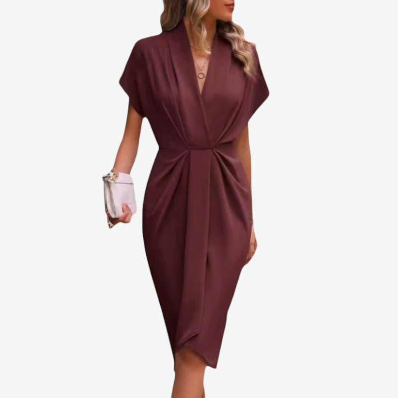 Elegant Midi Dress with V-Neck