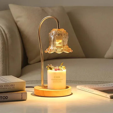 BloomGlow - Floral Glass Table Lamp Flower-Shaped Lampshade with Clear or Translucent Glass | Soft Diffused Ambient Glow for Cozy and Elegant Atmosphere | Decorative Accent for Bedroom, Living Room, or Reading Nook