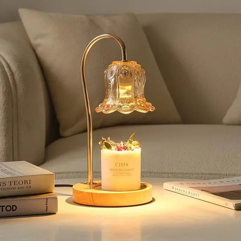 BloomGlow - Floral Glass Table Lamp Flower-Shaped Lampshade with Clear or Translucent Glass | Soft Diffused Ambient Glow for Cozy and Elegant Atmosphere | Decorative Accent for Bedroom, Living Room, or Reading Nook