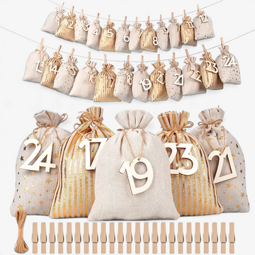 Adventstash - Adventi naptár 24 számozott textilzsákkal