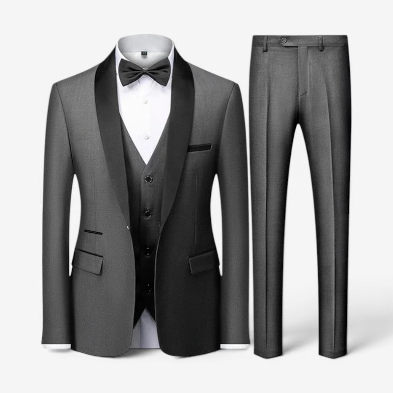 Men's Slim Fit Three Piece Suit with Blazer and Straight Leg Trousers