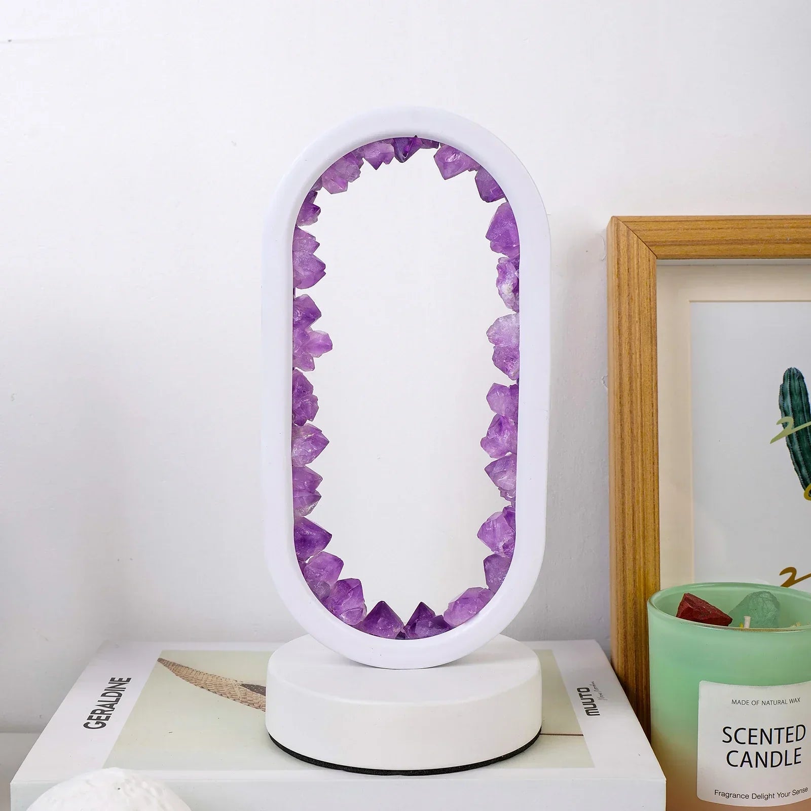 AmethystGlow- Serenity and Modern Elegance Oval Crystal LED Lamp