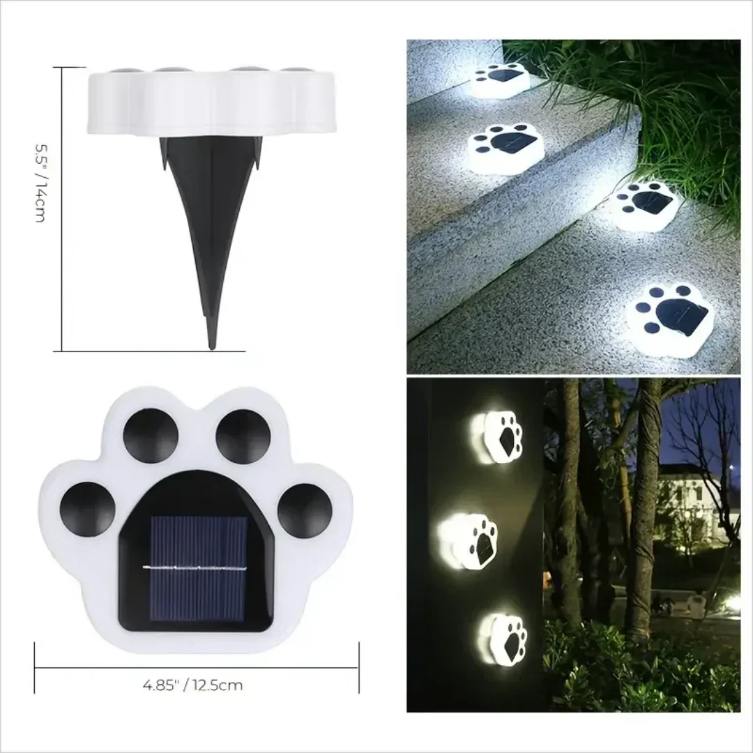 PawGlow - Solar-Powered Paw Print Pathway Lights Whimsical Paw Print Design with Soft Warm Glow | Eco-Friendly Solar Charging with Automatic Dusk-to-Dawn Illumination | Durable Weather-Resistant Accent for Garden, Walkway, or Patio